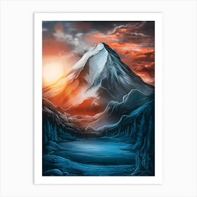 Mountain Landscape At Sunset Art Print