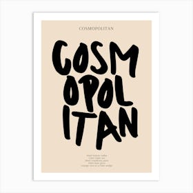 Cosmopolitan Black Typography Print Art Print
