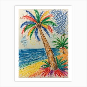 Palm Tree On The Beach 1 Art Print