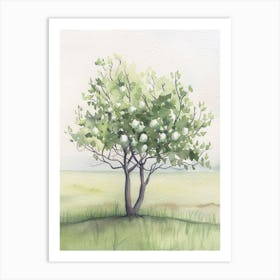 Plum Tree Atmospheric Watercolour Painting 2 Art Print