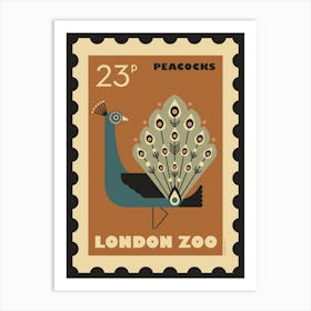 London Zoo Stamp Peacock Bird Kids Art Print Art Print