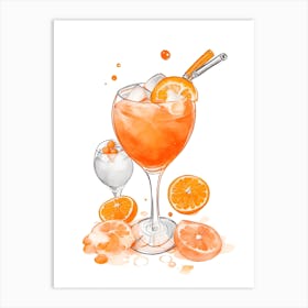 Aperol With Ice And Orange Watercolor Vertical Composition 59 Art Print