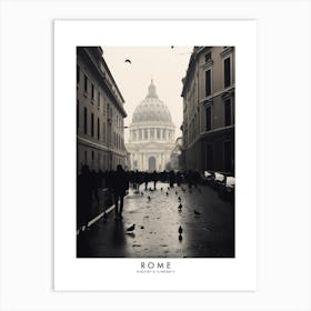 Poster Of Rome, Black And White Analogue Photograph 1 Art Print