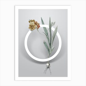 Vintage Ixia Miniata Minimalist Floral Geometric Circle on Soft Gray n.0564 Art Print