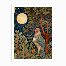 William Morris Rose Rooster In The Moonlight Art Print