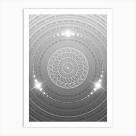 Geometric Glyph Abstract in White and Silver with Sparkle Array n.0051 Art Print