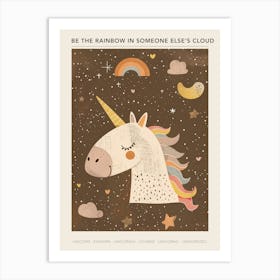 Unicorn Rainbow Doodle Illustration 2 Poster Art Print