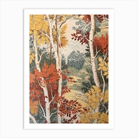 White Birch 1 Vintage Autumn Tree Print  Art Print