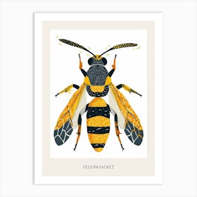 Colourful Insect Illustration Yellowjacket 19 Poster Art Print
