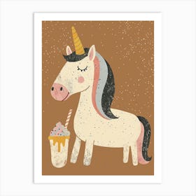 Unicorn Drinking A Rainbow Sprinkles Milkshake Uted Pastels 4 Art Print