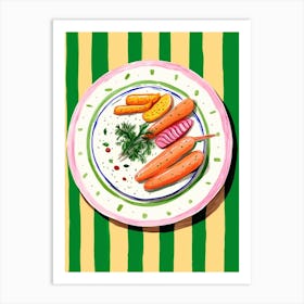 A Plate Of Carrots, Top View Food Illustration 1 Art Print