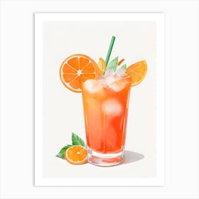 Aperol With Ice And Orange Watercolor Vertical Composition 13 Art Print