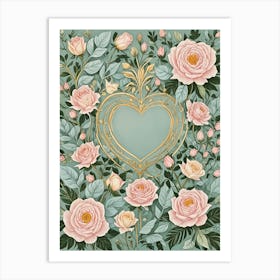 Heart And Flowers Art Print