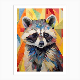 A Baby Raccoon In The Style Of Jasper Johns 1 Art Print