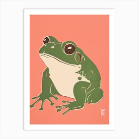 Frog Unimpressed, Matsumoto Hoji Inspired Japanese Green And Pink 4 Art Print