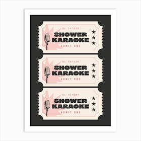 Shower Karaoke - Black Bathroom Art Print