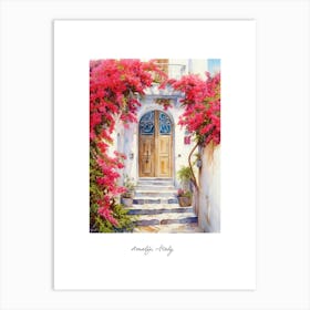 Amalfi, Italy   Mediterranean Doors Watercolour Painting 12 Poster Art Print