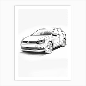 Volkswagen Golf Line Drawing 28 Art Print