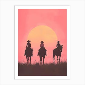 Cowboys At Sunset Art Print