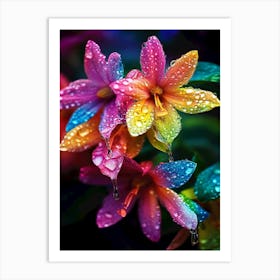 Colorful rainbow flowers Art Print