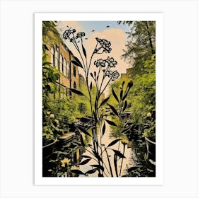 London, Regents Canal, Flower Collage 0 Art Print