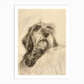 Petit Basset Griffon Vendeen Dog Charcoal Line 3 Art Print