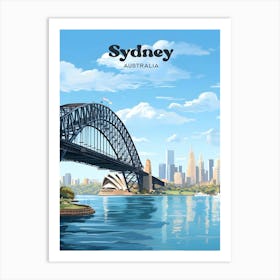 Sydney Australia Bridge Travel Illustration Art Print