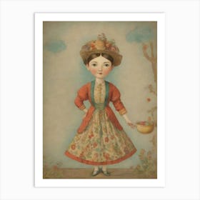 Girl With A Basket Art Print