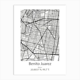 Benito Juarez,Mexico Minimalist Map Affiche