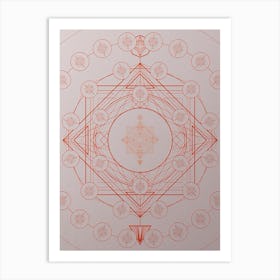 Geometric Abstract Glyph Circle Array in Tomato Red n.0184 Art Print