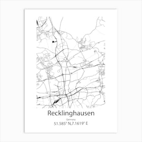 Recklinghausen,Germany Minimalist Map Art Print