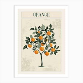 Orange Tree Minimal Japandi Illustration 1 Poster Art Print