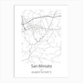 San Miniato,Italy Minimalist Map Art Print