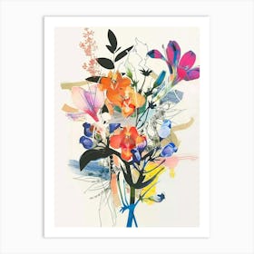 Lobelia 2 Collage Flower Bouquet Art Print