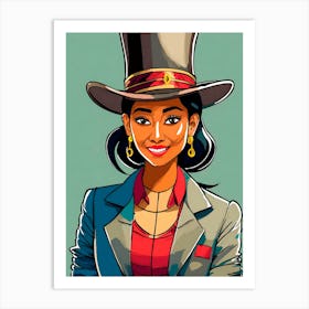 Portrait Of A Woman In A Top Hat Art Print