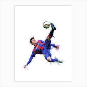 Lionel Messi Bicycle Kick Watercolor Art Print