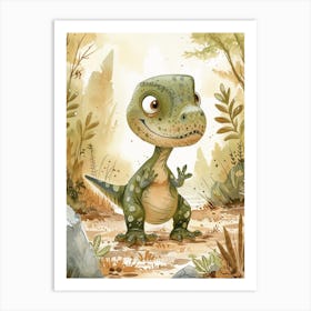 Cute T Rex Dinosaur Illustration 2 Art Print
