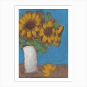 Sunflowers - Anton Maliar hand painted blue yellow floral vertical Art Print