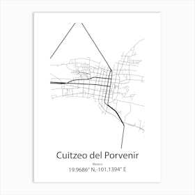 Cuitzeo Del Porvenir,Mexico Minimalist Map Art Print