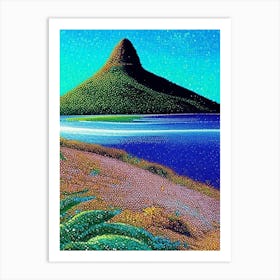 Ilot Gabriel Mauritius Pointillism Style Tropical Destination Art Print