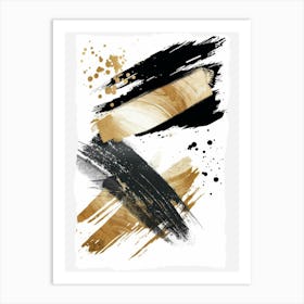 Gold And Black Brush Strokes 10 Art Print