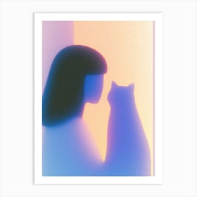 Portrait Of A Woman With A Cat Art Print