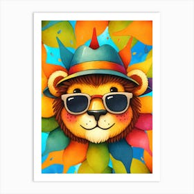 Lion Art Kids Art Lion In Sunglasses Art Print