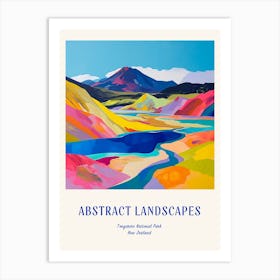 Colourful Abstract Tongariro National Park New Zealand 1 Poster Blue Art Print