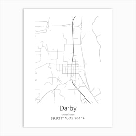 Darby,United States Minimalist Map Art Print