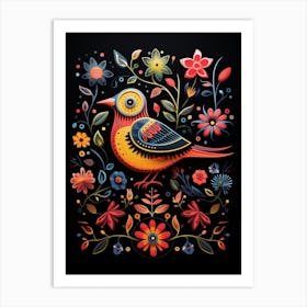 Folk Bird Illustration Sparrow 2 Art Print