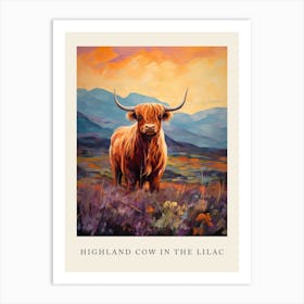 Highland Cow In The Lilac Poster Art Print