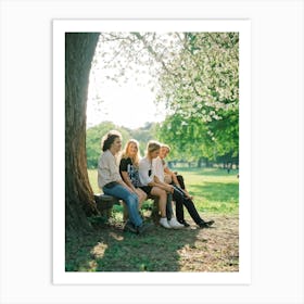 A Jovial Cluster Of Energetic Comrades Nestled Comfortably Outdoors Nestling Closely On A Weathered (6) Art Print