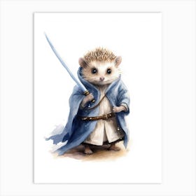 Baby Hedgehog As A Jedi Watercolour 3 Art Print