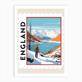 Retro Winter Stamp Poster Lake District United Kingdom 2 Art Print
